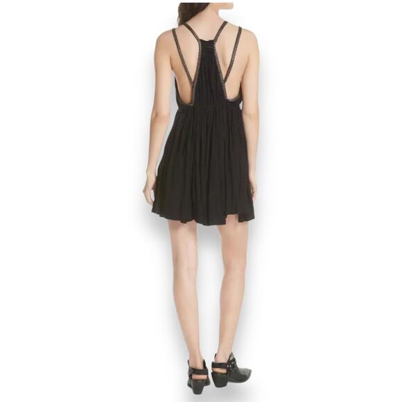 Free People Lovers Cove Women's XS Black Embroidered Sleeveless Mini Dress - Picture 2 of 9